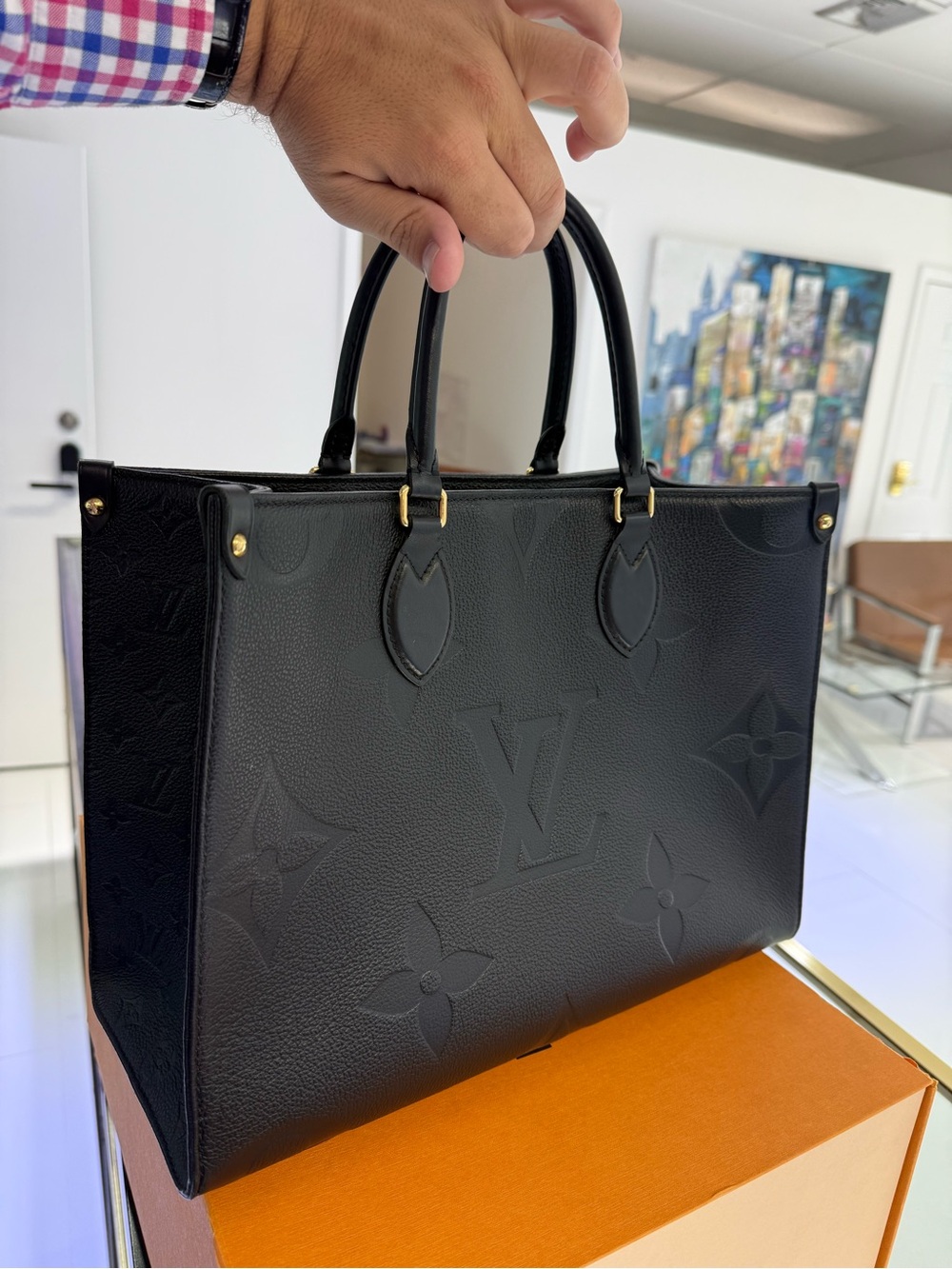 Louis Vuitton Black Embossed Monogram Tote